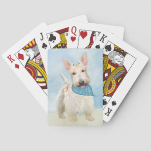 Jeu De Cartes Scottish Terrier Wheaten Dog Painting Art original