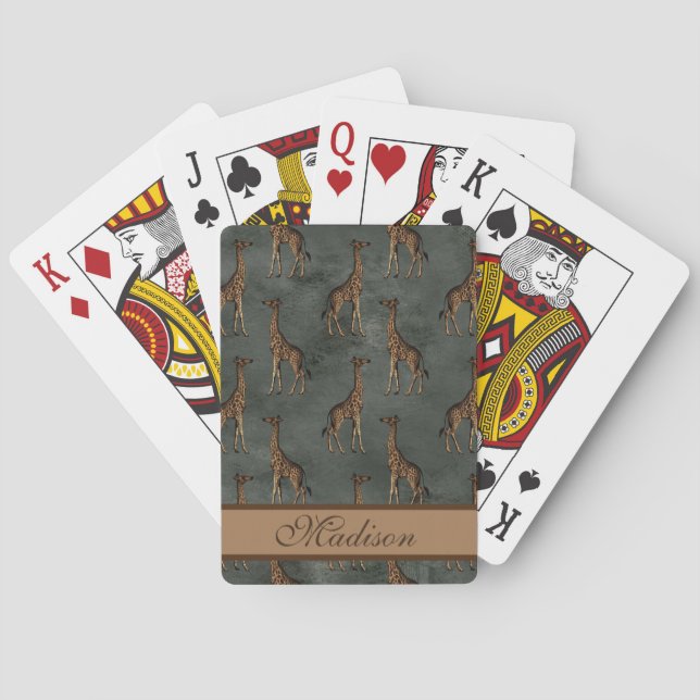 Jeu De Cartes Script Giraffe Chasseur personnalisé Bronze vert (dos)