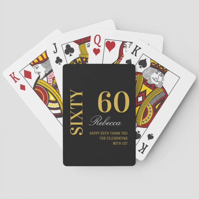 Jeu De Cartes Script moderne Black & Gold 60e anniversaire (dos)