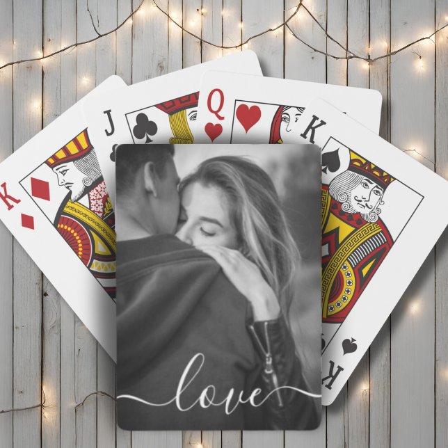 Jeu De Cartes Script Personnalisé D'Amour Photo Et Texte (Custom Photo And Text Love Script Personalized Playing Cards)