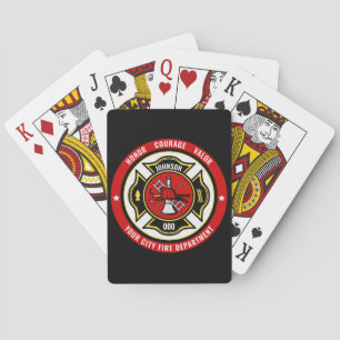 Jeu De Cartes Secourt de pompier AJOUTER LE NOM Insigne du servi