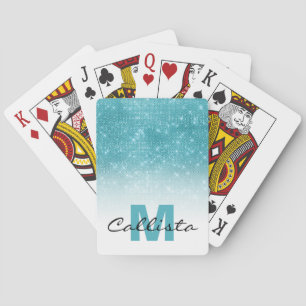 Jeu De Cartes Séquin de Parties scintillant bleu d'eau glamour O