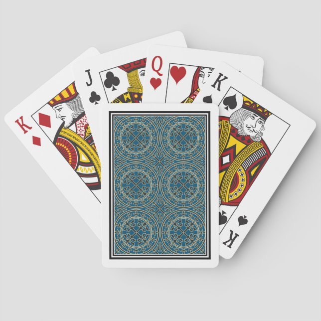 Jeu De Cartes Serre médiévale verte beige Feuille roman (dos)
