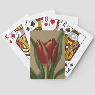 Jeu De Cartes Shabby Chic Jolie Tulipe Rouge