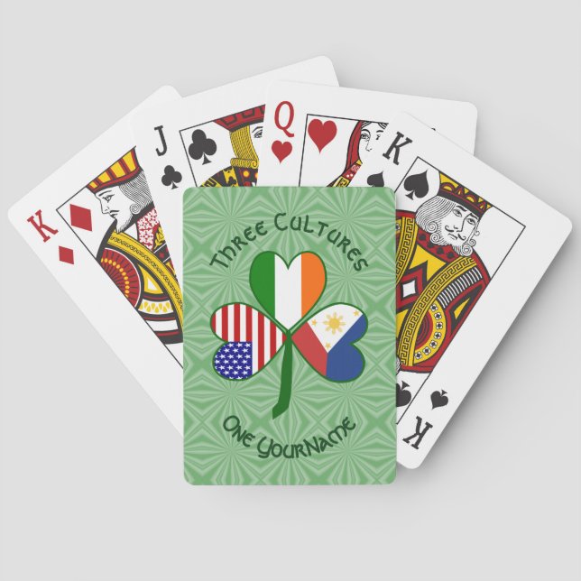 Jeu De Cartes Shamrock philippin irlandais des drapeaux américai (dos)