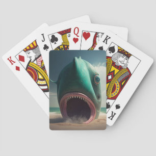 Jeu De Cartes Shark sculpture on the beach