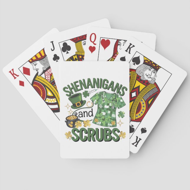 Jeu De Cartes Shenanigans and Scrubs Funny Nursing St Patrick's (dos)