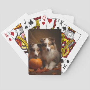 Jeu De Cartes Shetland Sheepdog Chiot Chiot Automne Citrouille d