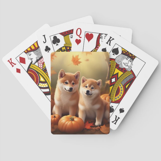 Jeu De Cartes Shiba Inu Chiot Automne Citrouille de plaisir (dos)
