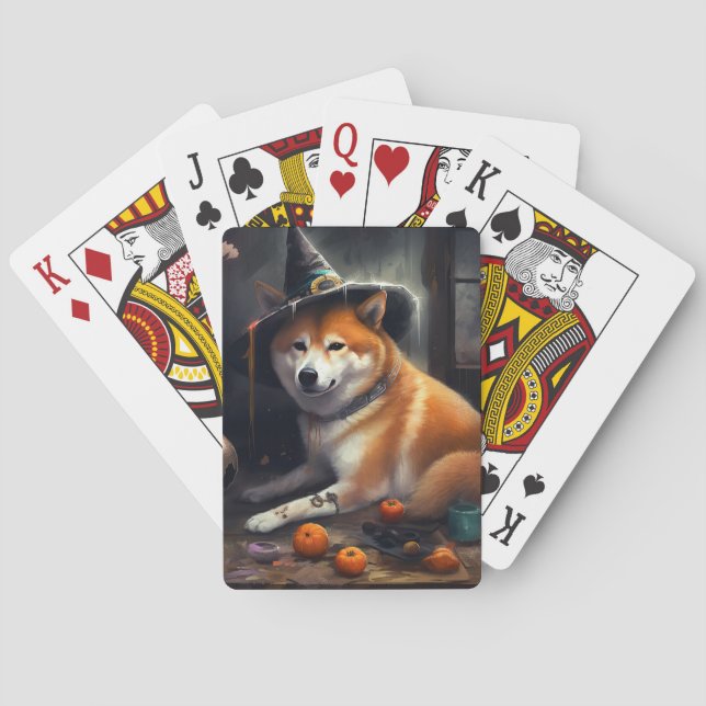 Jeu De Cartes Shiba Inu Citrouilles Halloween effrayant (dos)