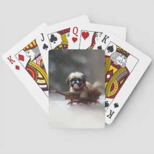 Jeu De Cartes Shih Tzu hiver neige de Noël