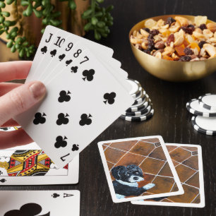 Jeu De Cartes Shih Tzu sur Terrace Peinture d'Alfred Fox