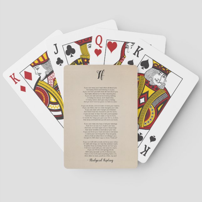 Jeu De Cartes Si Poème de Rudyard Kipling Vintage (dos)