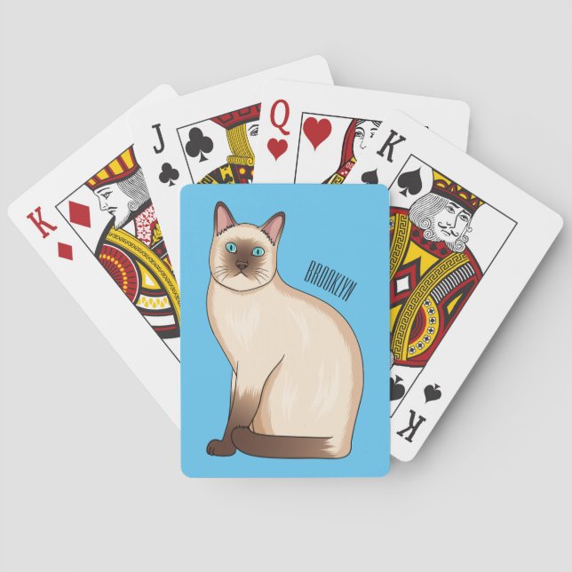 Jeu De Cartes Siamese cat cartoon illustration  (dos)