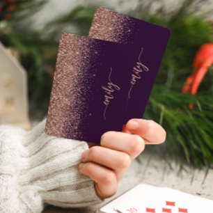 Jeu De Cartes Signature personnalisée rose gold violet pailleté