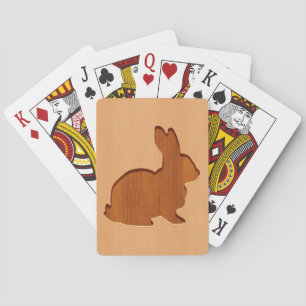 Jeu De Cartes Silhouette de lapin gravée sur bois