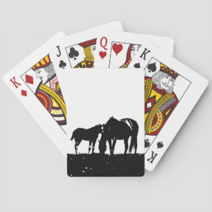 Jeu De Cartes Silhouette des chevaux noirs et blancs
