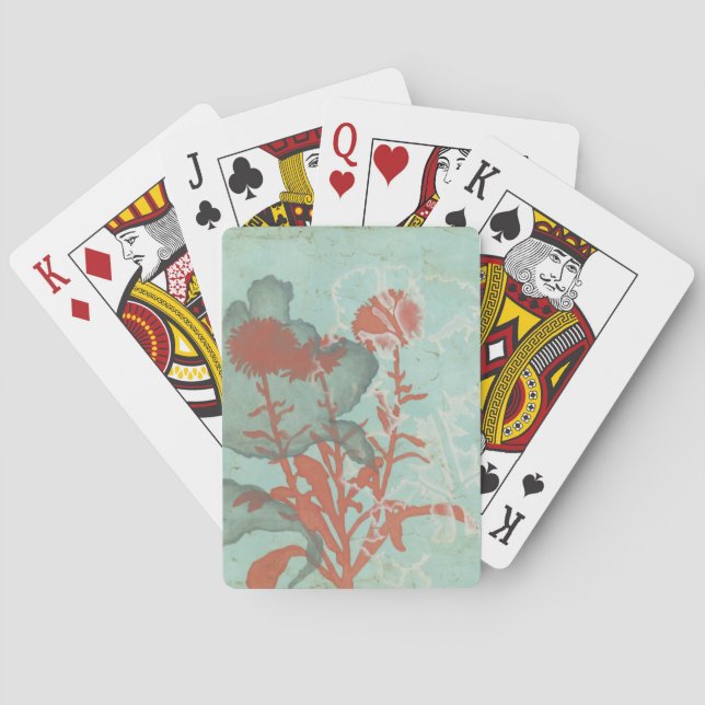 Jeu De Cartes Silhouette des fleurs rouges sur l'arrière - plan (dos)