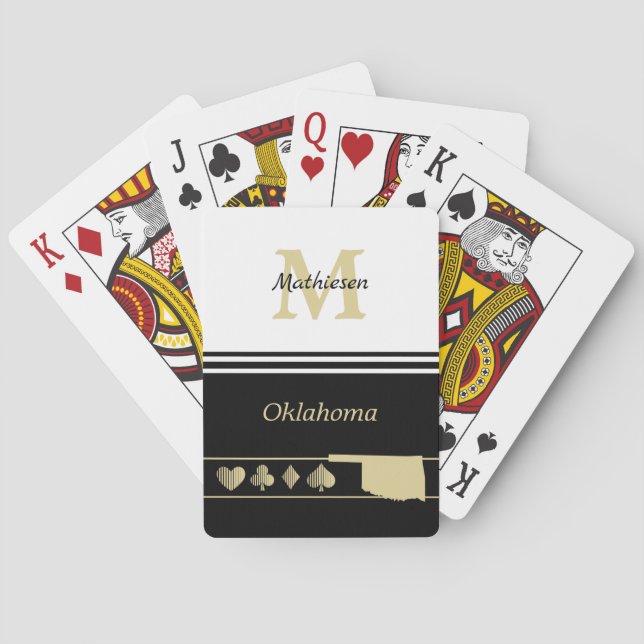 Jeu De Cartes Silhouette en or de Monogramme Oklahoma (dos)