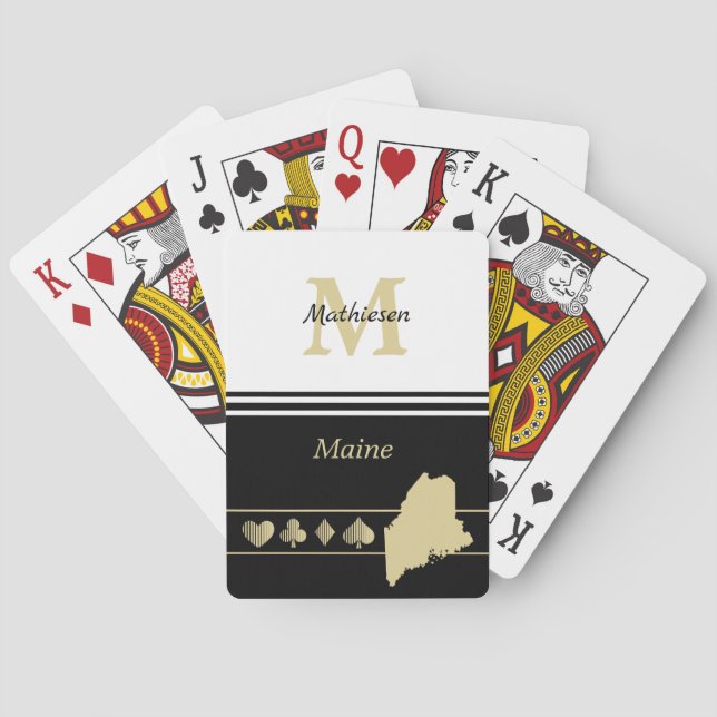 Jeu De Cartes Silhouette Or Monogramme Maine (dos)