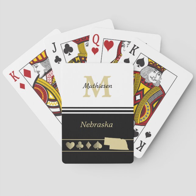 Jeu De Cartes Silhouette Or Monogramme Nebraska (dos)