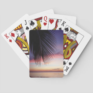 Jeu De Cartes Silhouette tropicale de palmier de plage pourpre