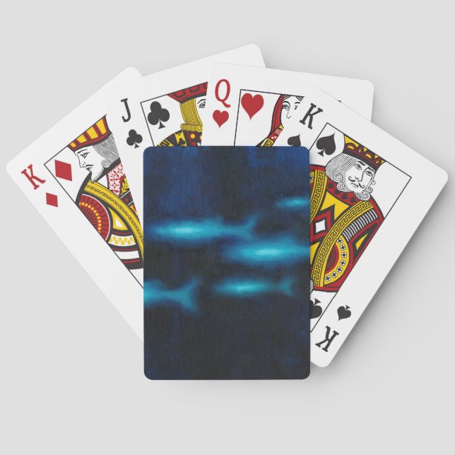 Jeu De Cartes Silhouettes de poisson bleu translucide (dos)