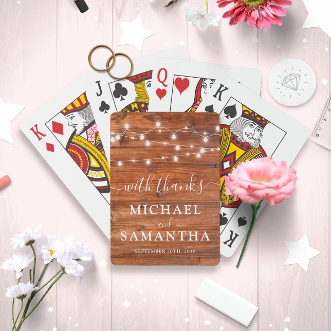 Jeu De Cartes Simple Elégant Bois Rustique Mariage Favoriser Mer (Makes a perfect wedding party favor to thank your guests for attending your special day. )