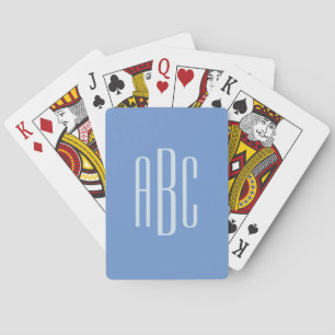 Jeu De Cartes Simple Monogramme Bleu Barbeau À Trois Lettres