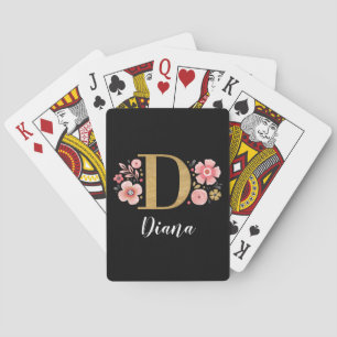 Jeu De Cartes Simple Monogramme Noir Or Élégant