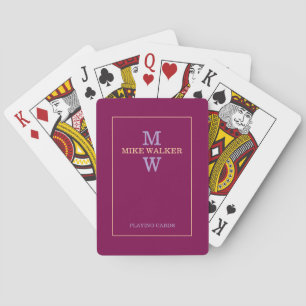 Jeu De Cartes Simple pêche moderne / vin Monogram violet pâle