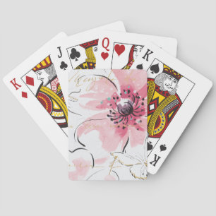 Jeu De Cartes Simple rose   Aquarelle florale