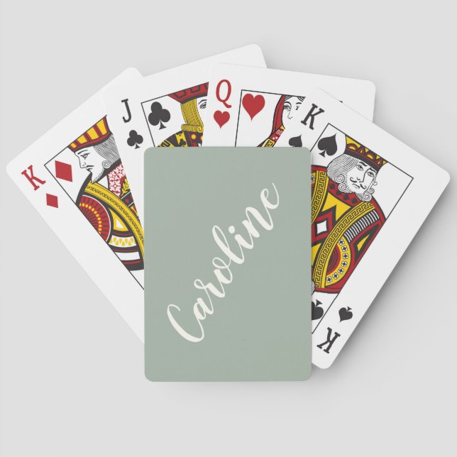 Jeu De Cartes Simple tendance Dusty Sage Calligraphie personnali (dos)