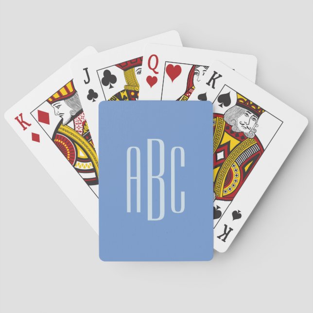 Jeu De Cartes Simple trois lettres Cornflower Blue Monogramme (dos)