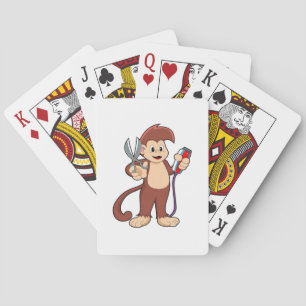 Jeu De Cartes Singe comme coiffeur avec ciseaux et razor