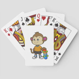 Jeu De Cartes Singe comme patineur avec skateboard