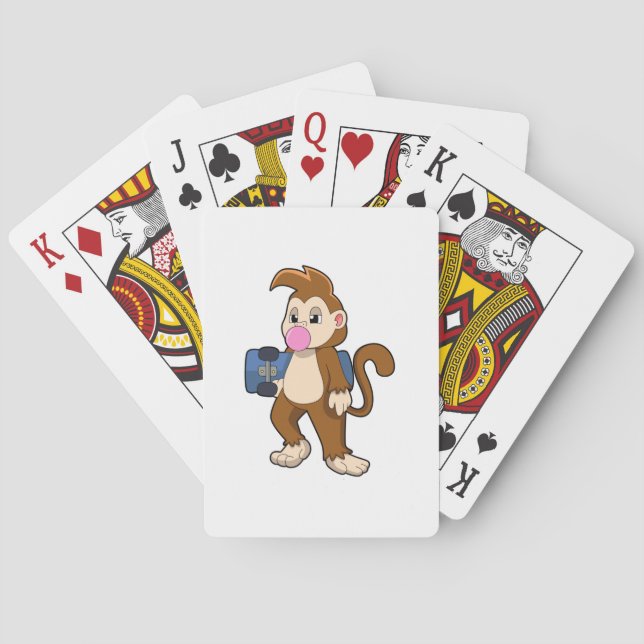Jeu De Cartes Singe comme patineur avec skateboard (dos)