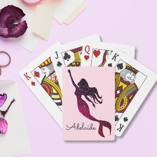 Jeu De Cartes Sirène rose et mauve  Fun Personnalisé