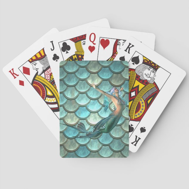 Jeu De Cartes Sirène Sur Les Échelles De Queue De Sirène (dos)