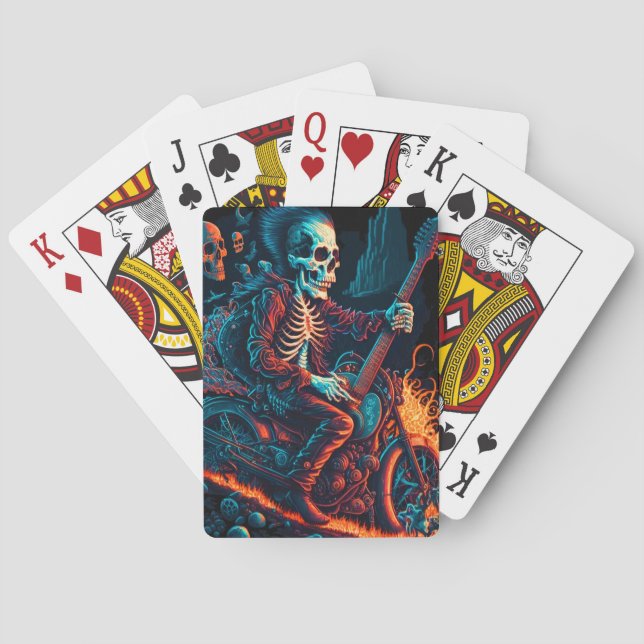 Jeu De Cartes Skeleton en moto (dos)