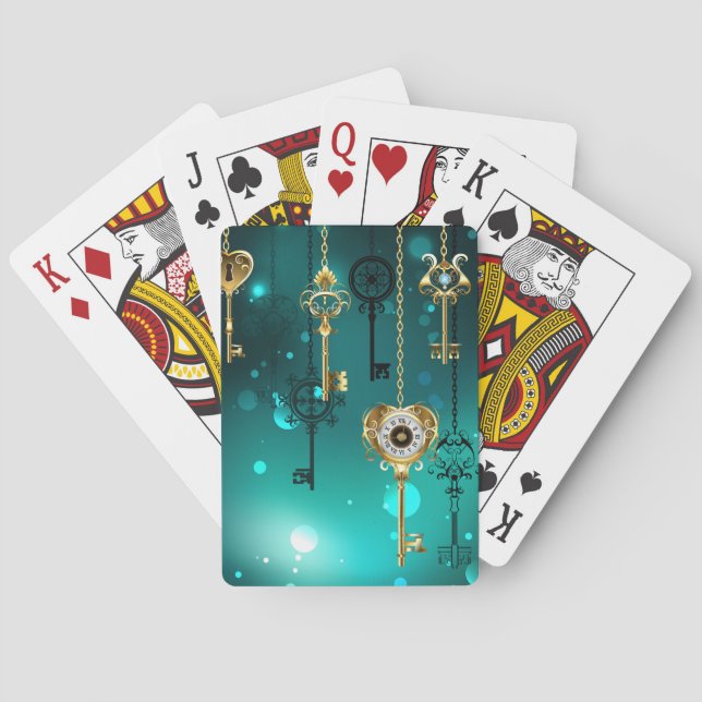 Jeu De Cartes Skeleton Keys on Green Background (dos)
