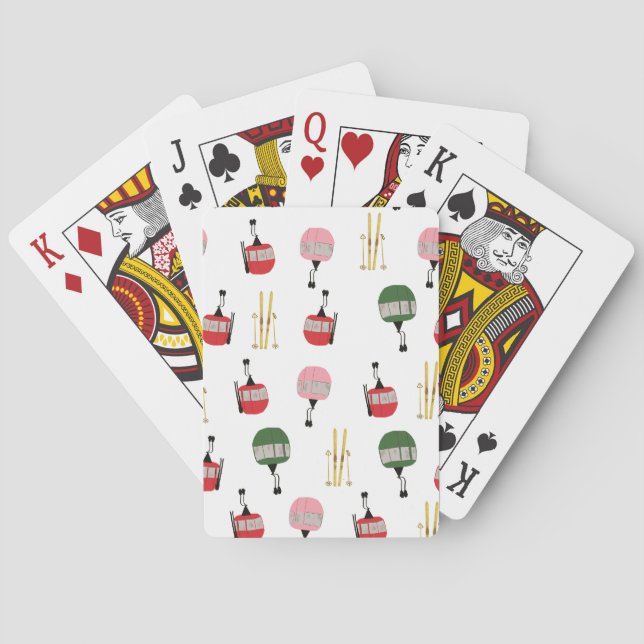 Jeu De Cartes Ski d'hiver Gondola retro blanc (dos)