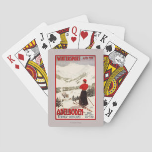 Jeu De Cartes Skieur de femme donnant sur l'affiche d'Adelboden
