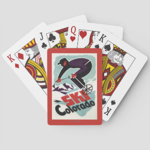 Jeu De Cartes Skieur noir et par pourpre vêtu