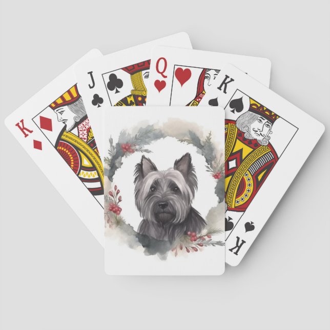 Jeu De Cartes Skye Terrier Fête de Noël Wreath Pup (dos)