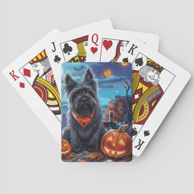 Jeu De Cartes Skye Terrier Halloween Éffrayant (dos)