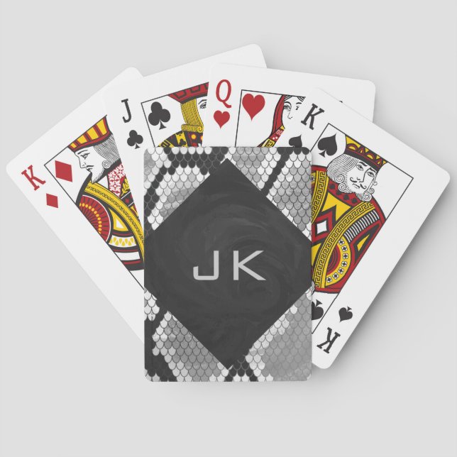 Jeu De Cartes Snakeskin Gris, blanc et noir Monogramme (dos)