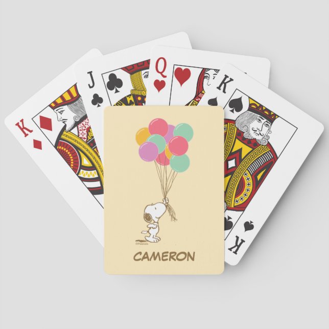 Jeu De Cartes Snoopy et ballons | Ajouter Votre Nom Lecture Cart (dos)