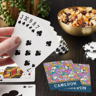 Jeu De Cartes Snoopy & Motif de fleurs de bois