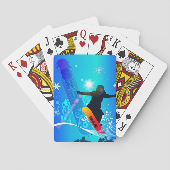 Jeu De Cartes Snowboarding, surfeur avec le conseil (dos)